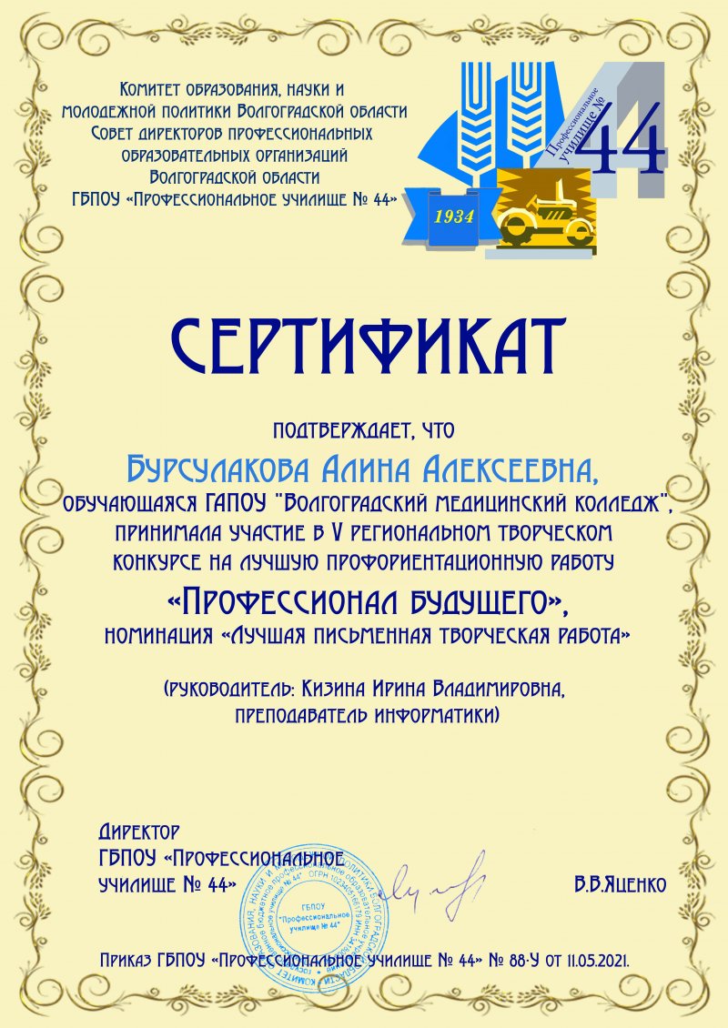 V региональный творческий конкурс на лучшую профориентационную работу «Профессионал будущего»